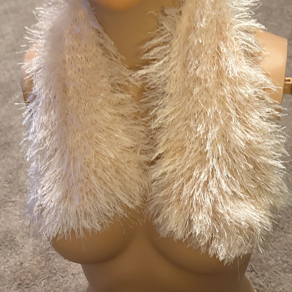 Faux Fur Cream Scarf. 27 inches of elegance so soft fluffy and light